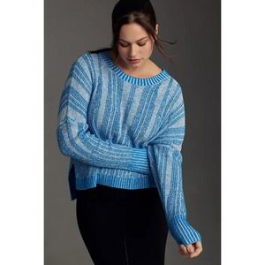 Anthropologie Blue Striped Knit Sweater Pullover Casual Lightweight‎ Cropped Top